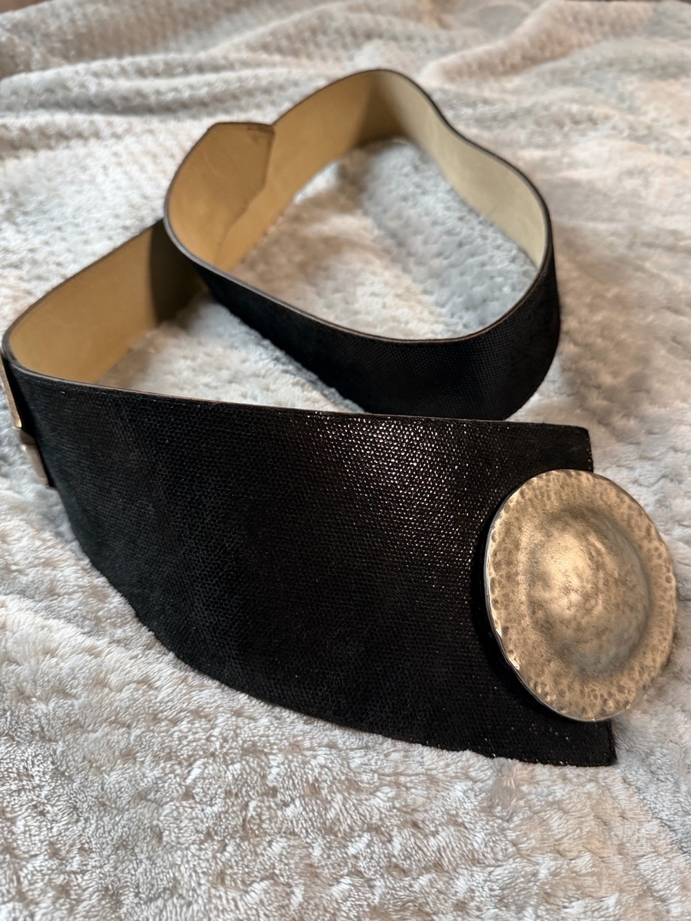 Anthony Alexander Leather Belt with Decorative Metal Ring and Accent